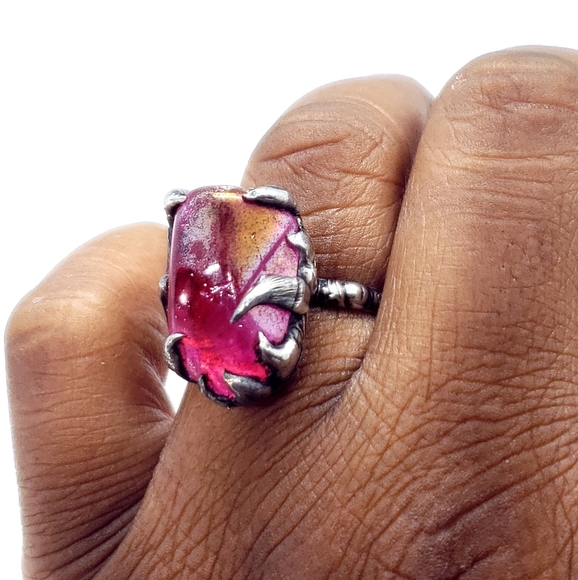 Pink aura quartz crystal ring statement ring - Picture 9 of 12